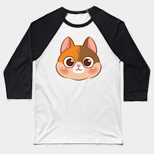 Cartoon cute cat face Baseball T-Shirt